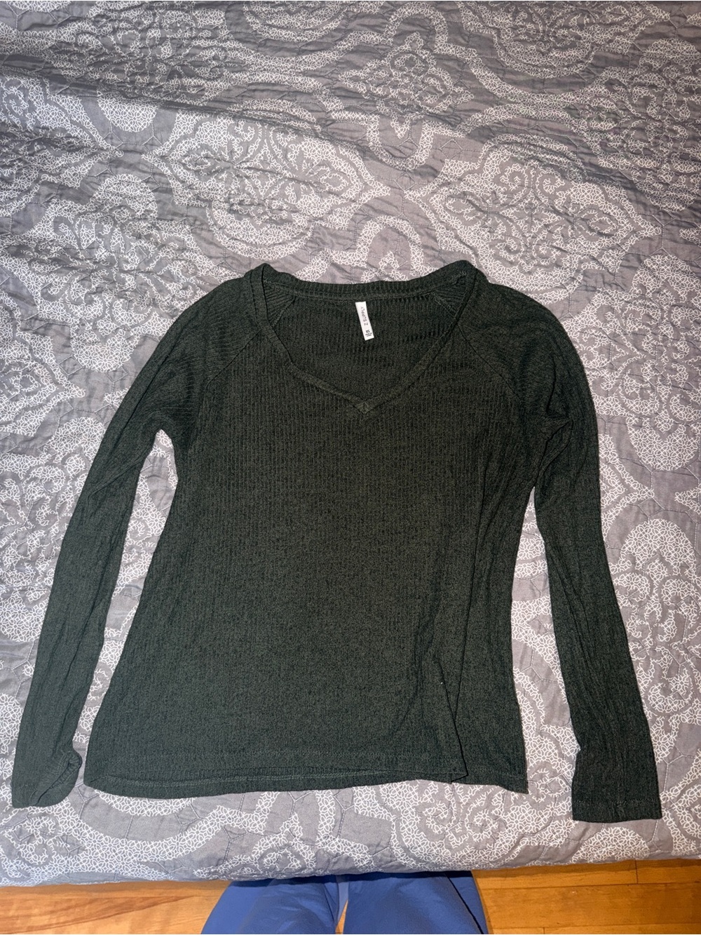Z Supply Dark Olive V-Neck Long Sleeve Top